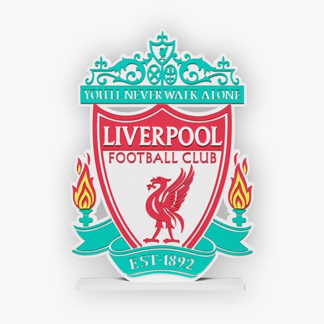 Деревянная эмблема на подставке английского футбольного клуба Ливерпуль