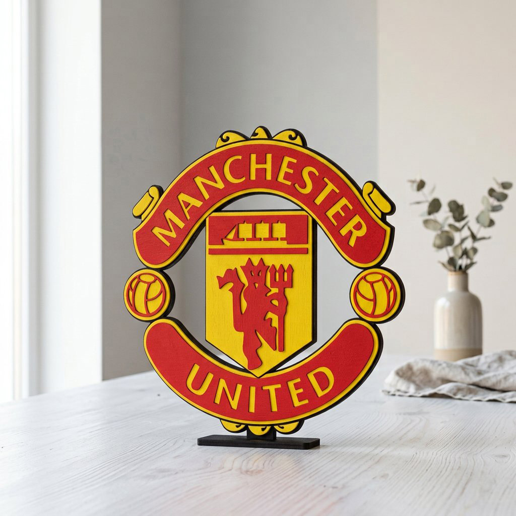 Эмблема Manchester United на подставке