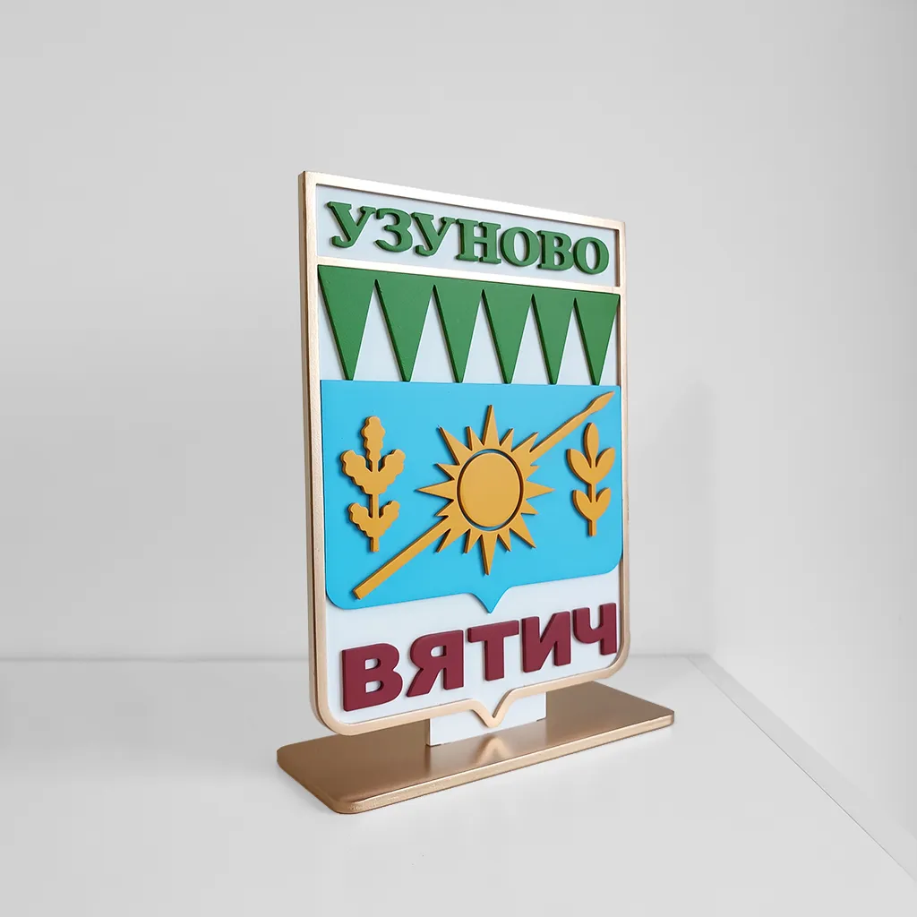 Настольная эмблема футбольной команды крупным планом