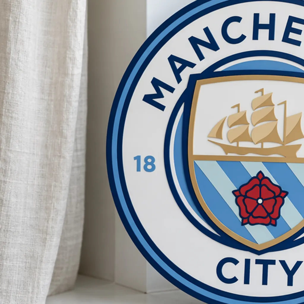 Деревянный логотип футбольного клуба Manchester City настенный